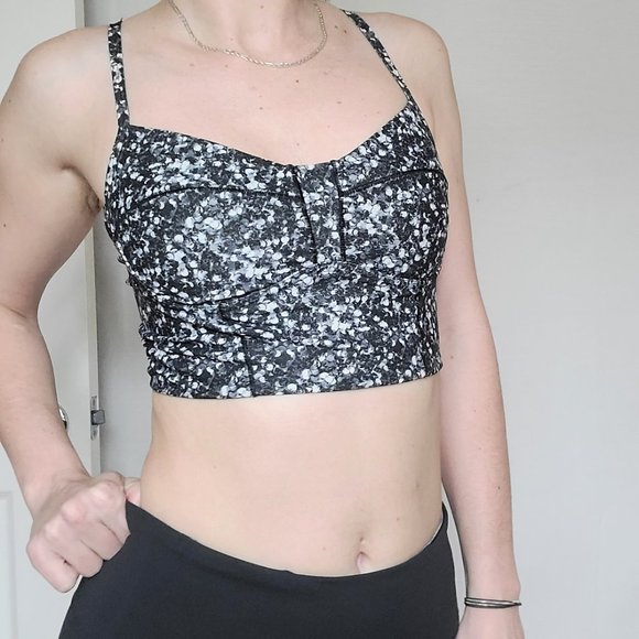 Lululemon Core Set Sports Bra/Bikini Top Shimmy Shimmer Black/White Dot - Small - Picture 12 of 14